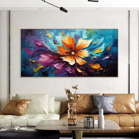 Blooming Flower Painting On Canvas Handmade Oil Painting Wall Art Abstract Colored Floral Modern Living Room Decor Picture Unframed