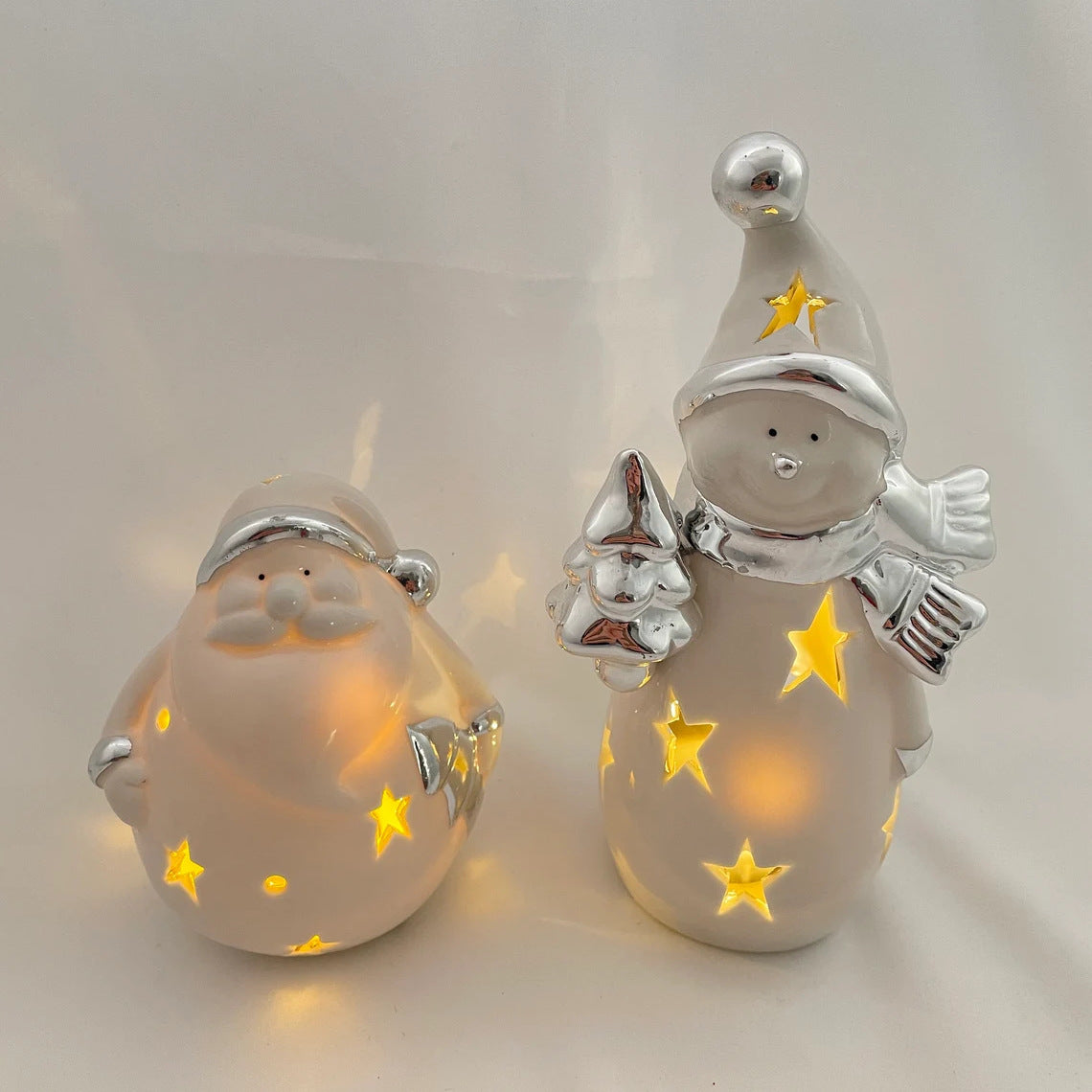 Santa Claus Snowman LED Festival Home Decoration Decoration Resin Crafts