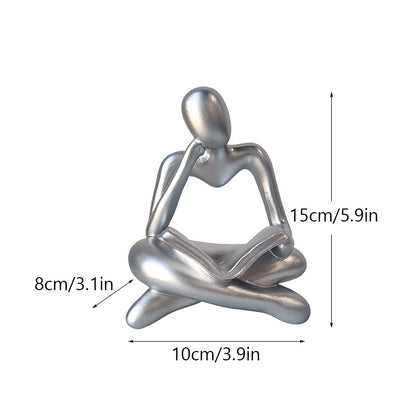 NORTHEUINS Resin Reading Book Figurines for Interior Nordic Abstract Figure Statue Home Living Room Office Desktop Decor Crafts