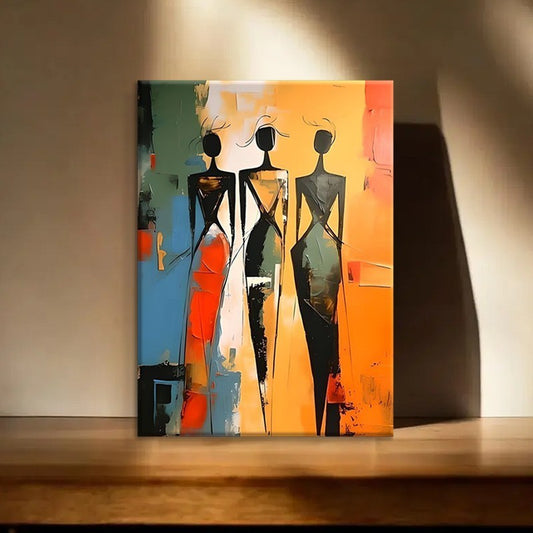 Colorful African Black Woman Ethnic Women Hand-Painted Canvas Oil Painting Abstract Wall Art Picture For Living Room Home Interior Decor Unframed